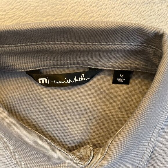 TravisMathew Mens Polo Shirt Medium Gray Embroidered Logo & Striped Design Mens - Picture 5 of 8